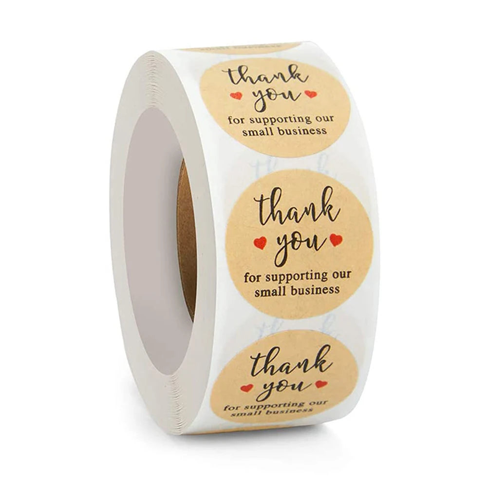 100-500pcs Thank You for My Small Business Stickers Paper Thank You Label Sticker Kraft paper Adhesive Shipping Mail Labels