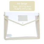 1Pcs Transparent A4 Waterproof File Folder with Press Button Plastic Document Bag for Data Storage Office Supplies