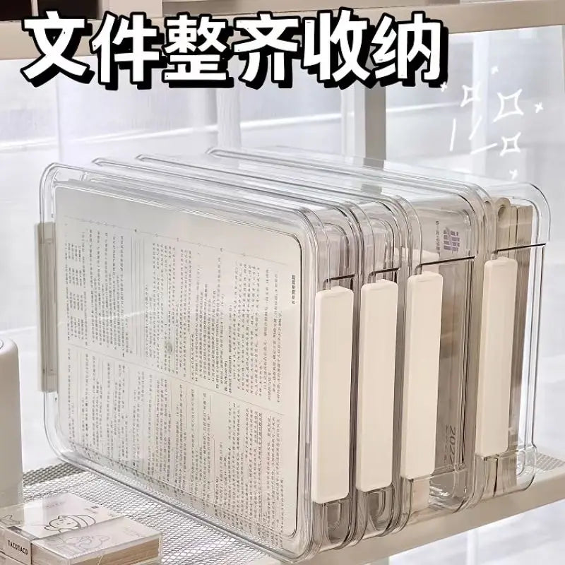 Document Storage Box,Desktop Documents, A4 Data Sorting Box, Household Registration Book, File Bag, Dustproof And Moisture-Proof