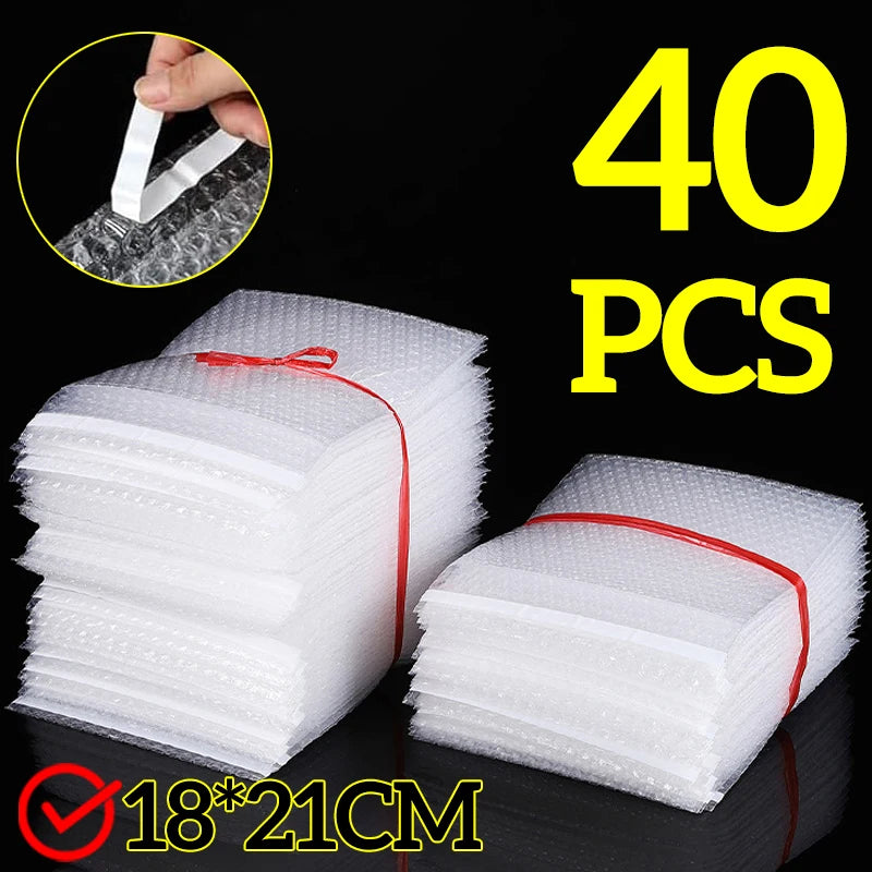 10-40PCS Transparent Double Sided Bubble Mailer Self Seal Gift Packaging Bag Self-adhesive Express Bubble Envelope Plastic Bags