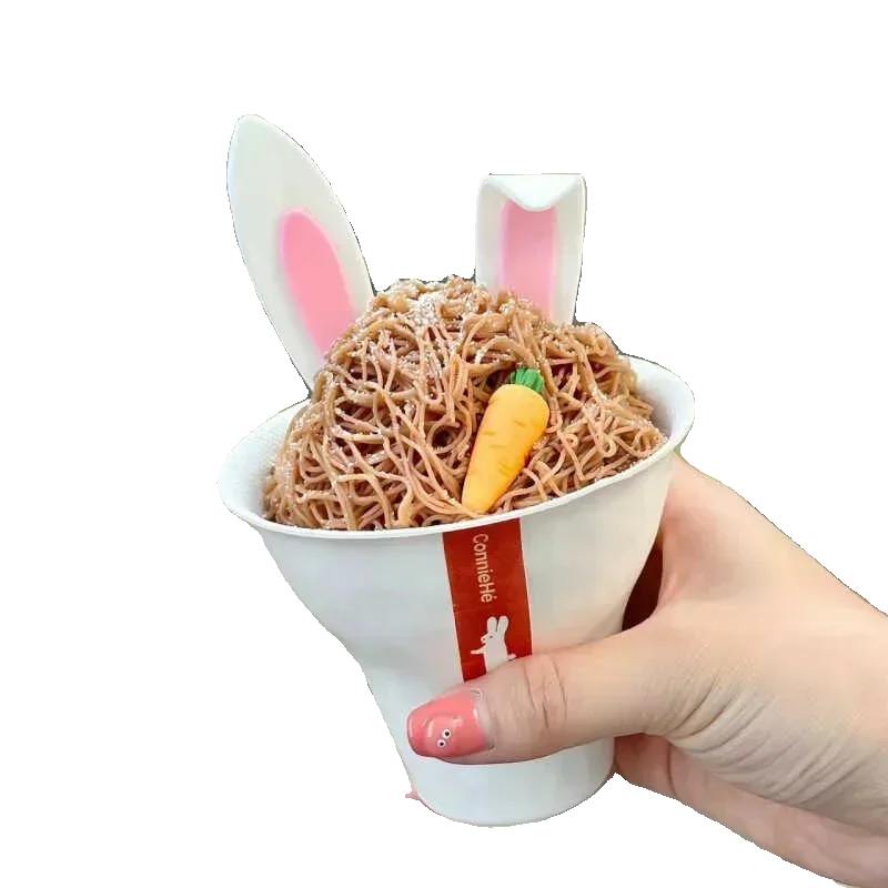 50pcs Disposable Biodegradable Paper Cup 300ml Ice Cream Tiramisu Handheld Cup with Lid White Eco-friendly Dessert Packaging Mug