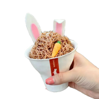 50pcs Disposable Biodegradable Paper Cup 300ml Ice Cream Tiramisu Handheld Cup with Lid White Eco-friendly Dessert Packaging Mug