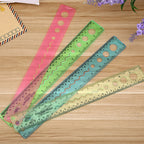 4Pcs Flexible Ruler Set High-Density Clear Plastic Bendable Measuring Tool for Drawing Straight Wavy Circular Lines Students