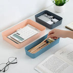 Plastic Desktop Storage Box Stackable Large Capacity Drawer Divider Storage Box Solid Color Documents File Organizer Home Office
