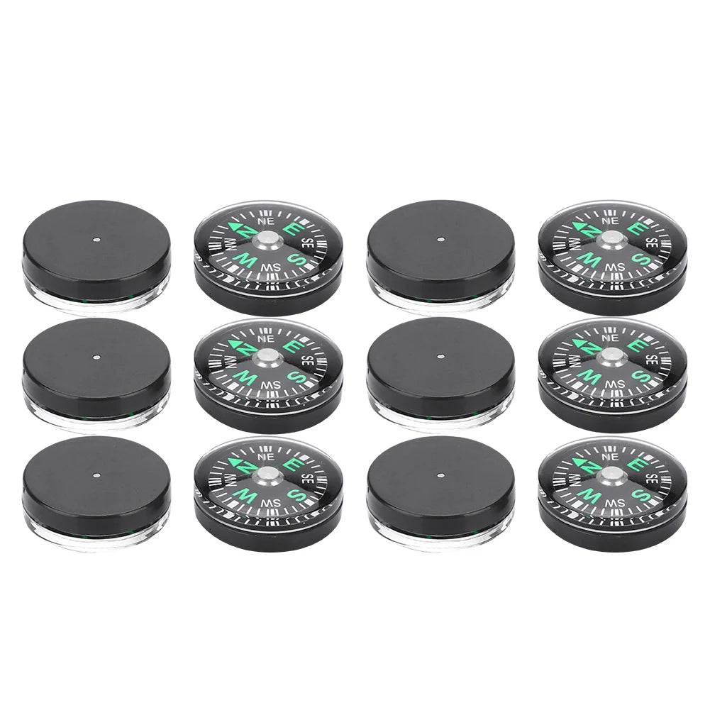 12pcs 20mm Mini Pocket Oil Filled Compass Survival Compasses For Hiking Camping Outdoor Activities Accessory
