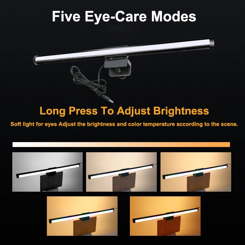 Monitor Screen Light RGB LED Desk Lamp Monitor Light Bar Computer Eye-Care Stepless Dimming Lighting Table Lamp for Work Gaming