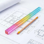 Colored Ruler and Cube – 2-in-1 Geometric Drawing Tool, Math Learning Stationery Set, Drawing and Measuring Supplies