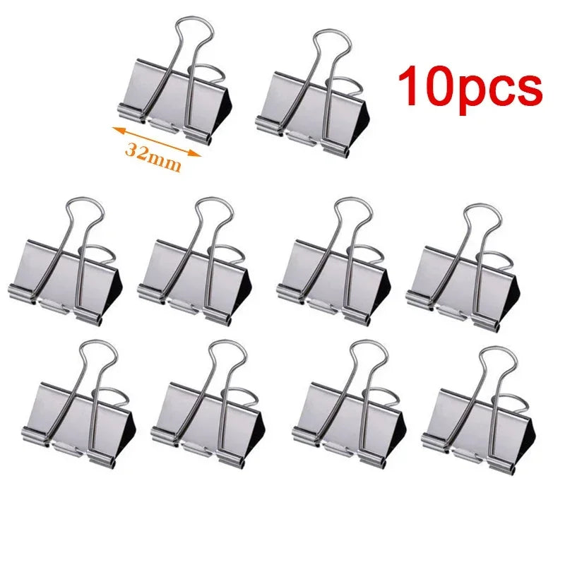 5-30Pcs Binder Clips File Metal Paper Clips Silvery Paper Clip Clamp 15/19/32/40/50mm Stationery Clip Office School Supplies