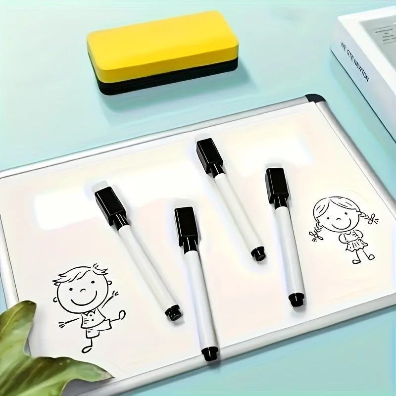 10pcs Erasable Whiteboard Markers with Built-in Eraser - Non-Toxic, Medium Tip for Office & School Supplies