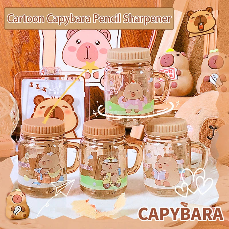 2Pcs Kawaii Portable Capybara Pencil Sharpener Creative Cartoon Pencil Sharpener Office School Supplies Student Stationery Gifts