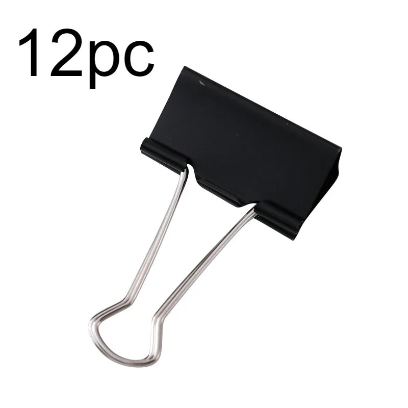 12Pcs/set Large Metal Binder Clips 32mm/ 41mm/ 51mm Notes Letter Paper Clip Office Stationery Supplies Binding Securing
