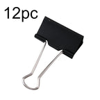 12Pcs/set Large Metal Binder Clips 32mm/ 41mm/ 51mm Notes Letter Paper Clip Office Stationery Supplies Binding Securing