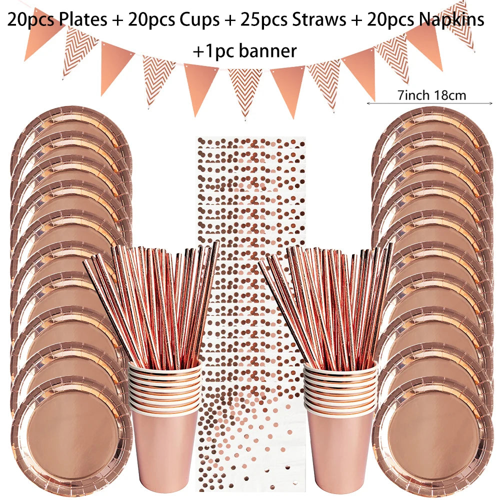 Gold Party Disposable Tableware Set Paper Plates Cups Napkins for Birthday Wedding Bachelorette Party Decoration Baby Shower