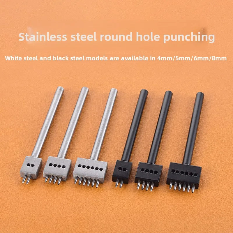 3PCS Leather Punching Die Set Manual Hole Punch Tool Multi Round Punch for Leather Crafting DIY Leather Working Handmade Tools