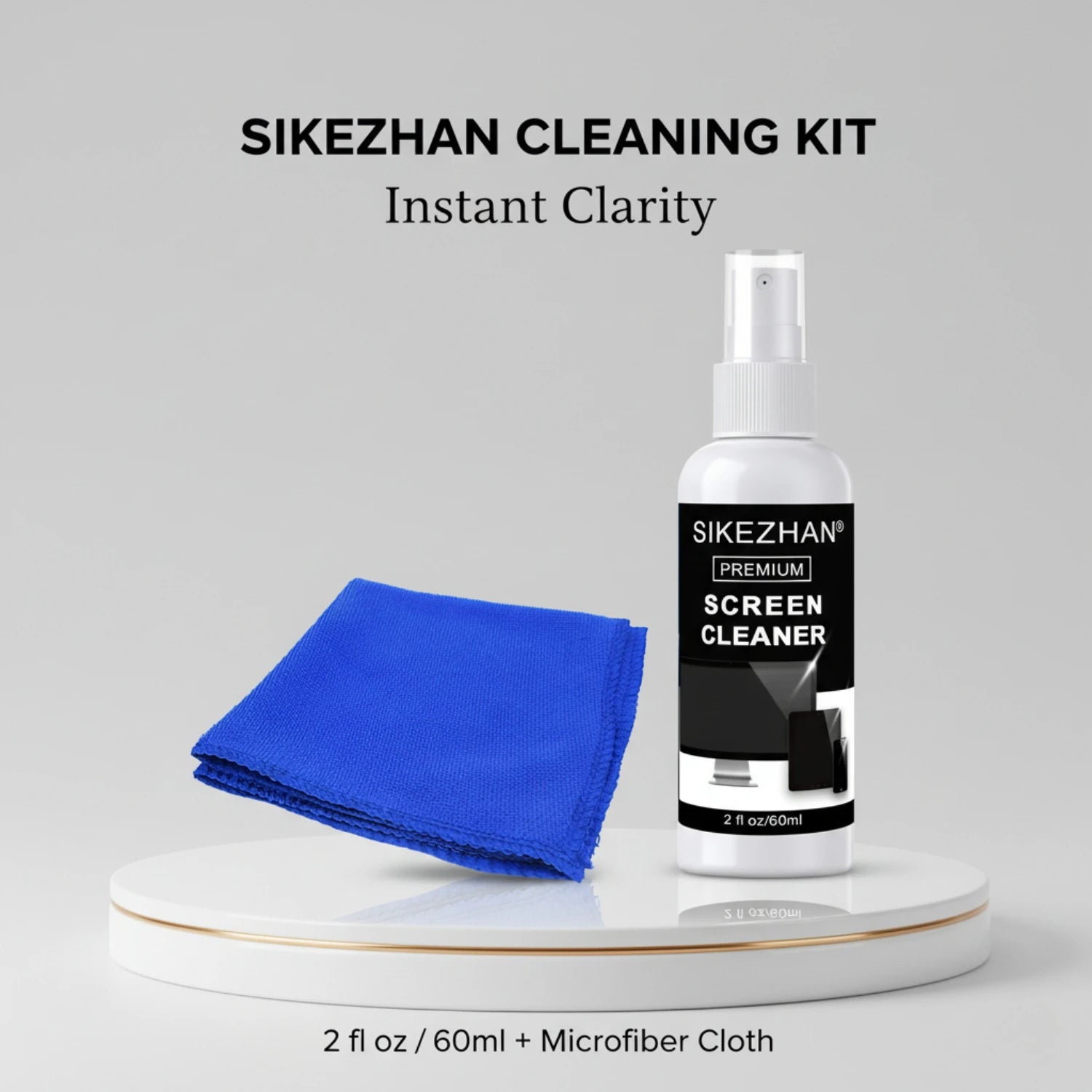 60ml Screen Cleaner Spray Kit & Microfiber Cloth - Streak Free for LED OLED Smart TV, Monitor,Laptop, iPad, Tablet & Car Display