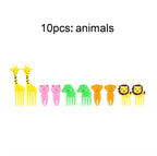 Mini fruit forks toothpicks skewer set for kids children plastic animal food picks for bento Lunch box decorating accessories