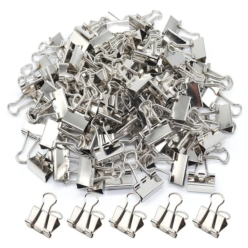 5-30Pcs Binder Clips File Metal Paper Clips Silvery Paper Clip Clamp 15/19/32/40/50mm Stationery Clip Office School Supplies