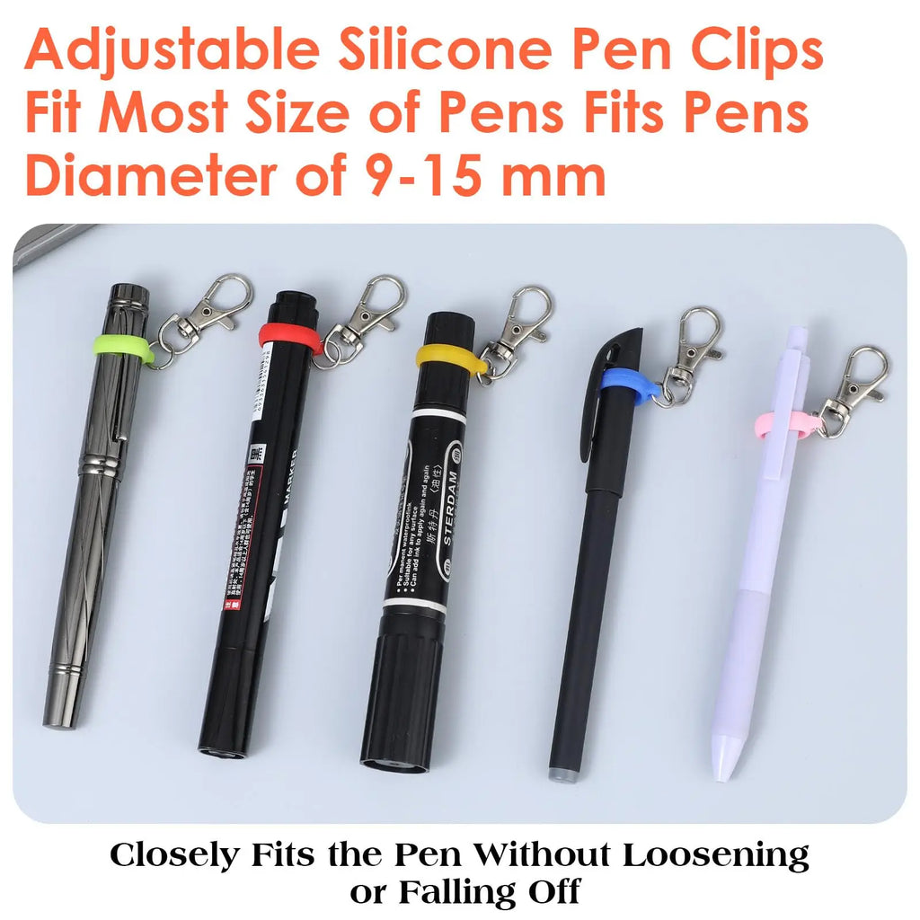 10/20 Pcs Silicone Pen Clip with Lobster Clasp Pen Holder Badge Reel Clips Badge Pen Holder Accessories(Pen not Included)