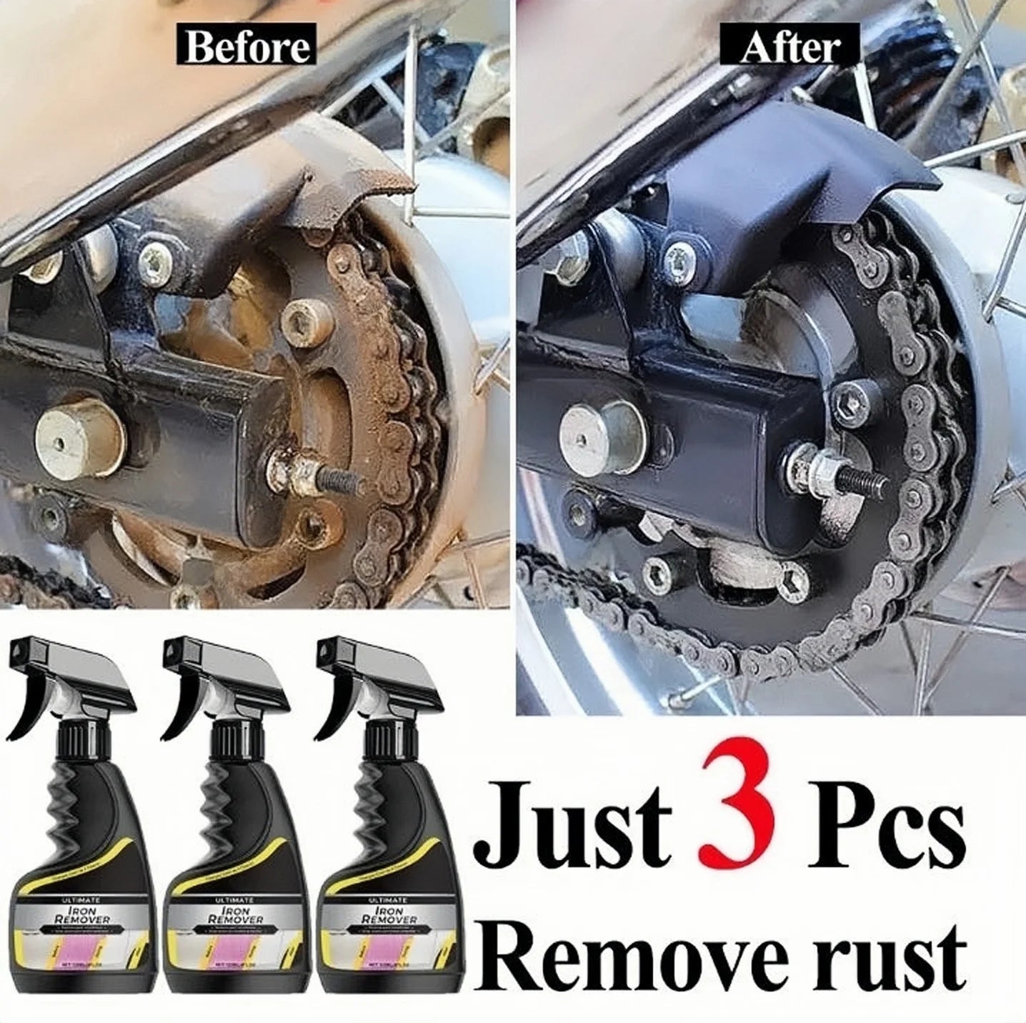 Car Rust Remover Car Wheel Care Quick Remover Car Exhaust Pipe Rust Removal Spray Clean Metal Iron Powder Stains