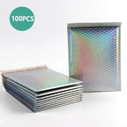Laser Rainbow100Pcs Holographic Mailer Mailing Envelope Waterproof Courier Bag Padded Bubble Envelope Packaging Bag for Shipping