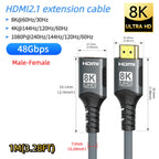 HDMI-compatible Extension Cable 1m 2m Male To Female 8K 60Hz 4K 120Hz HDMI2.1 Extender Cord Connector for PC TV Projector