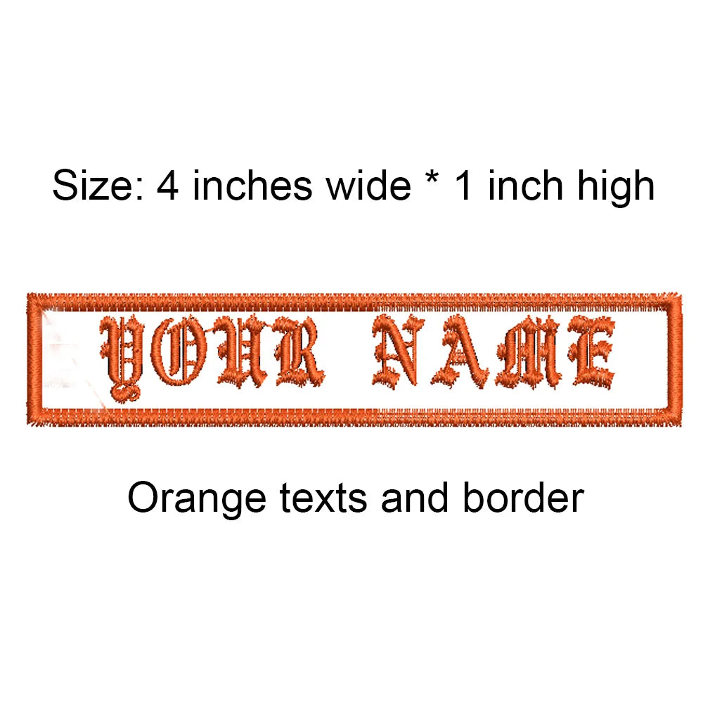 4 Inches Wide Old English Font Custom Name Small Tag Embroidery Patch Iron On Sew On Clothing For Left Chest 8 Colors Choose