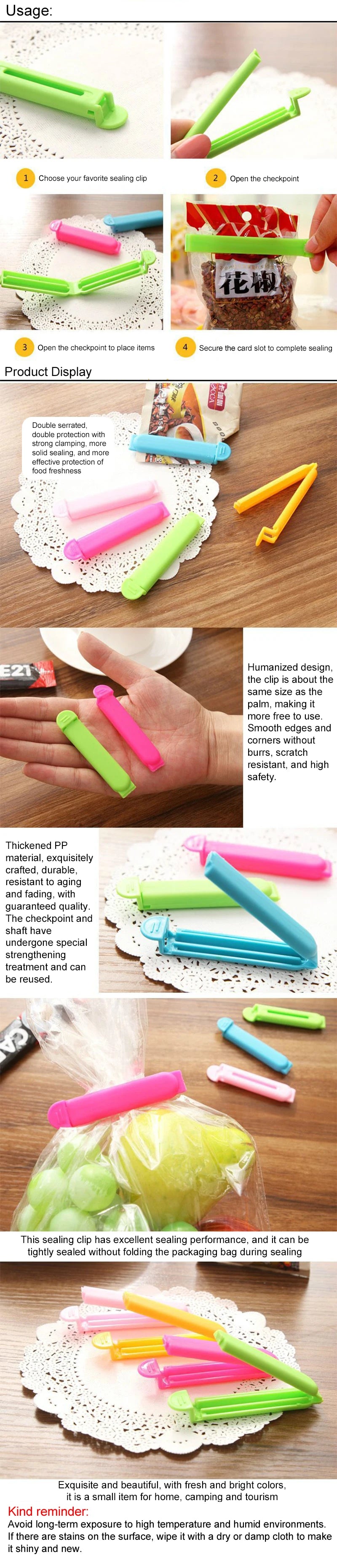 10/20Pcs Kitchen Storage Food Snack Seal Sealing Bag Clips Sealer Clamp Plastic Tool Kitchen Accessories Portable Bulk TMZ