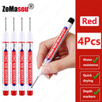 1-100Pcs 2cm Waterproof Long Head Markers Deep Hole Marker Pen for Metal Carpenter Red/Black/Blue/Green Ink Woodworking Tools