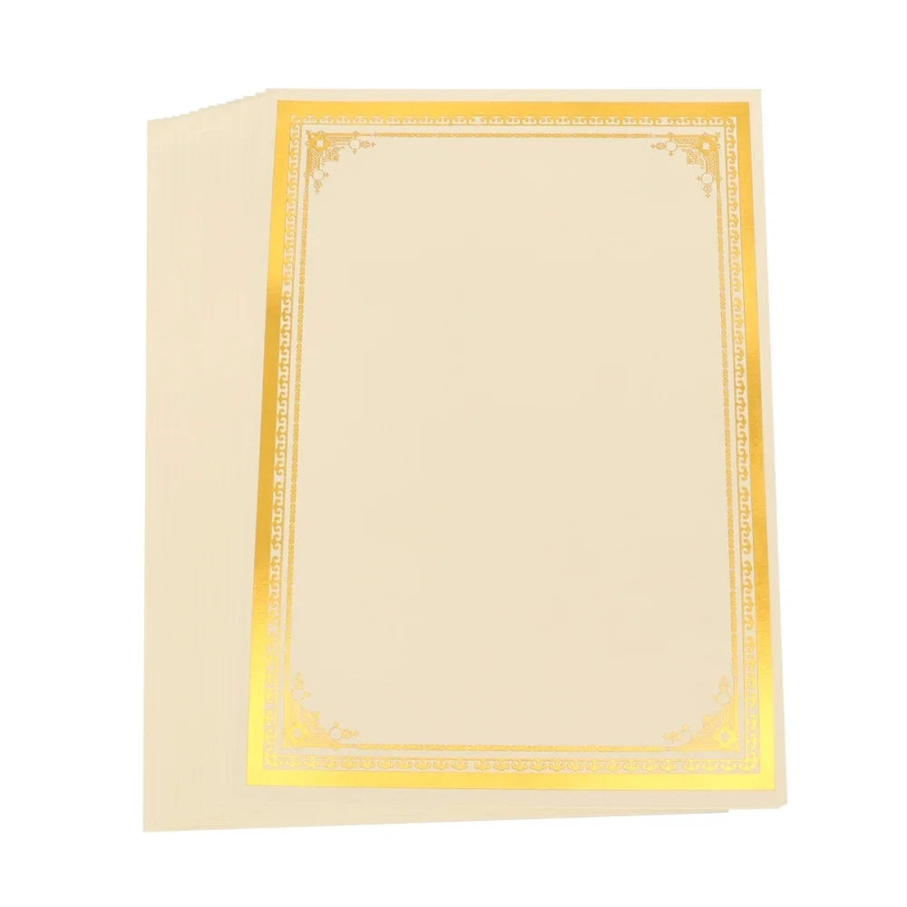 10PCS Award Certificate Paper Blank A4 Paper Diploma Certificate Paper for Graduation Ceremony Office School (250g Gold Foil)