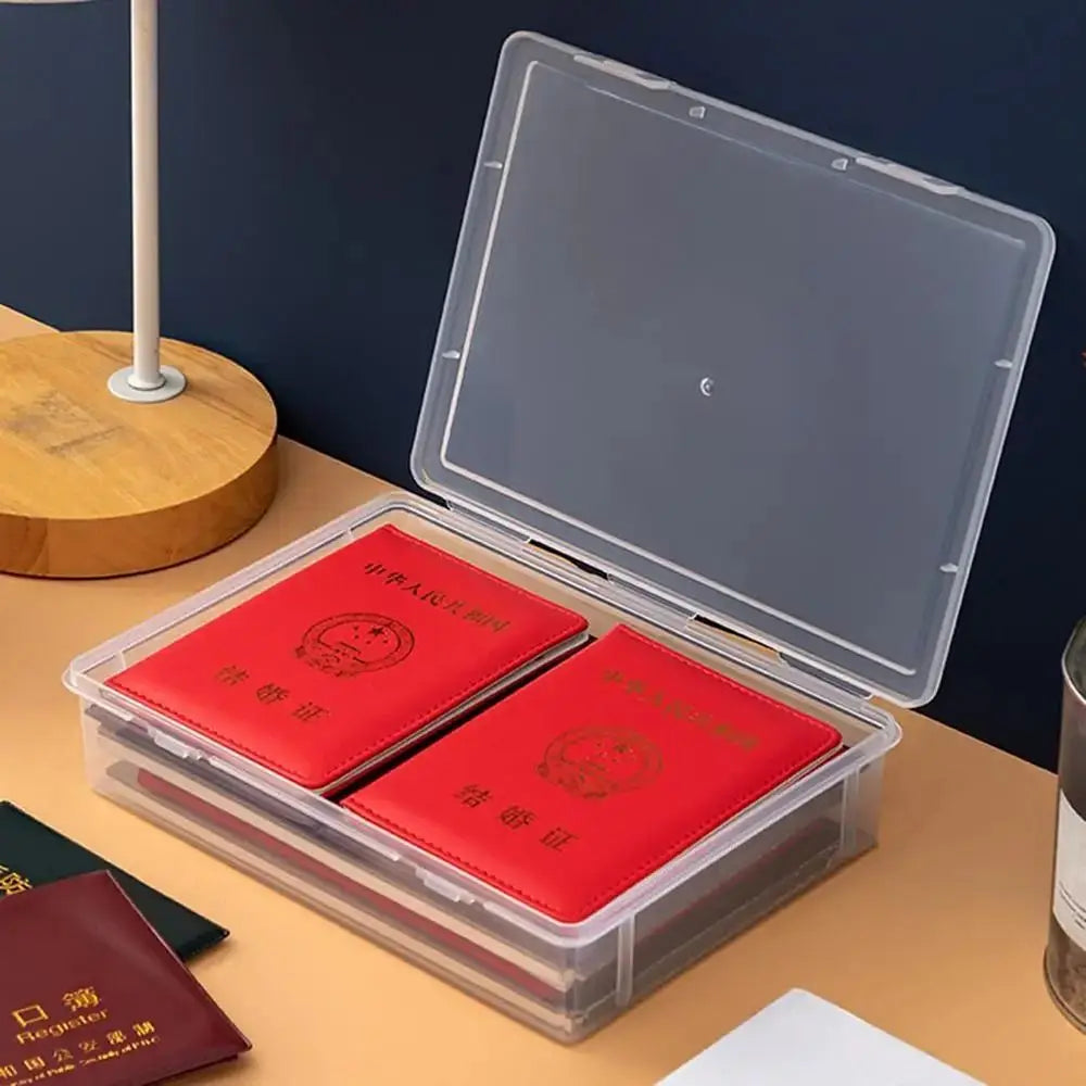 Plastic Box for Data Certificate Stationery Jewelry Portable Large Capacity A4 A5 File Organizer School Home Office Supplies