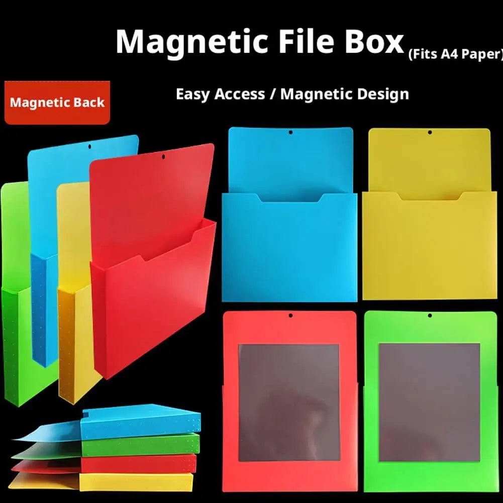 Magnetic Hanging Wall File Organizer, Strong Magnet Mail Paper Document Folder Holder and Magazine Rack for Office Home School