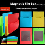 Magnetic Hanging Wall File Organizer, Strong Magnet Mail Paper Document Folder Holder and Magazine Rack for Office Home School
