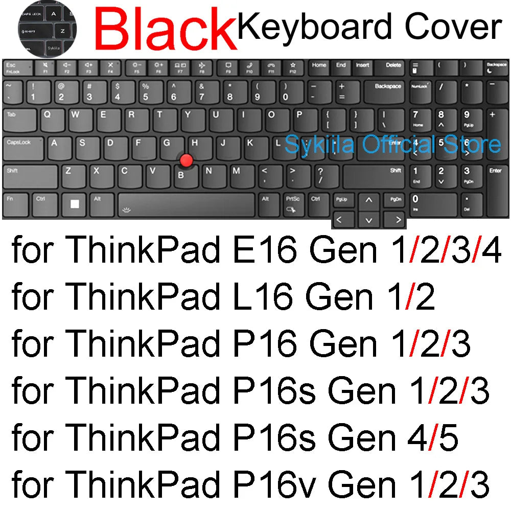 Keyboard Cover for Lenovo ThinkPad 16 Z16 P1 X1 E16 L16 P16 T16 P16s P16v T1g T16g Gen 8 7 6 5 4 3 Silicone Protector Skin Case