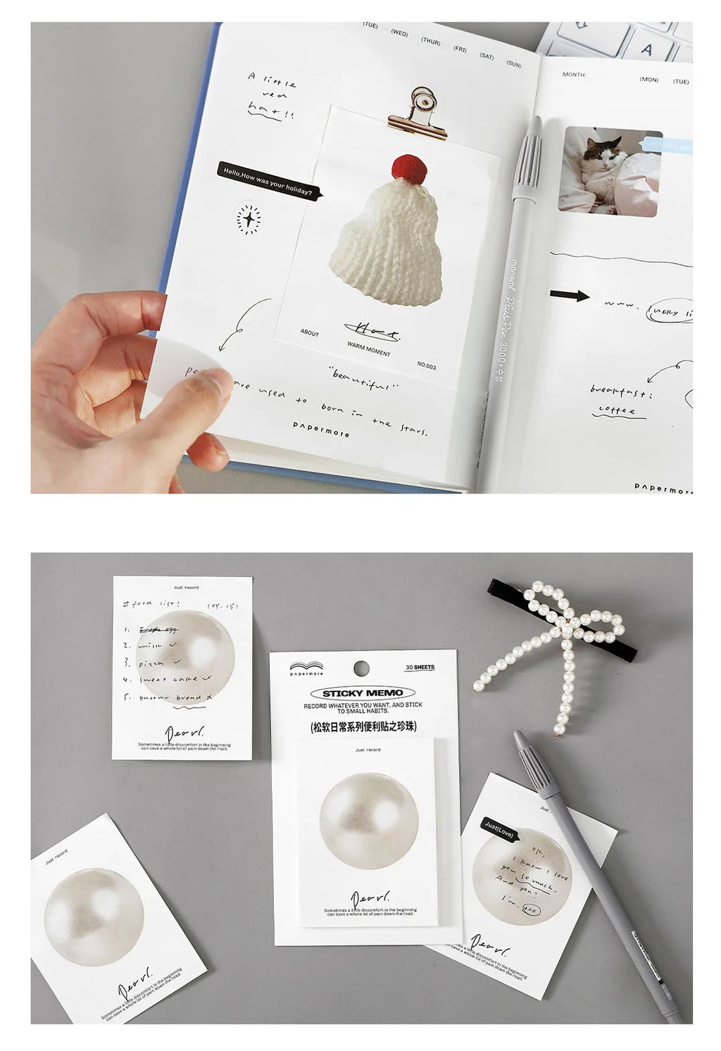 30sheets Fluffy Daily Series Notes Simple Ins Style Check-in Planner Student Notes Message Paper