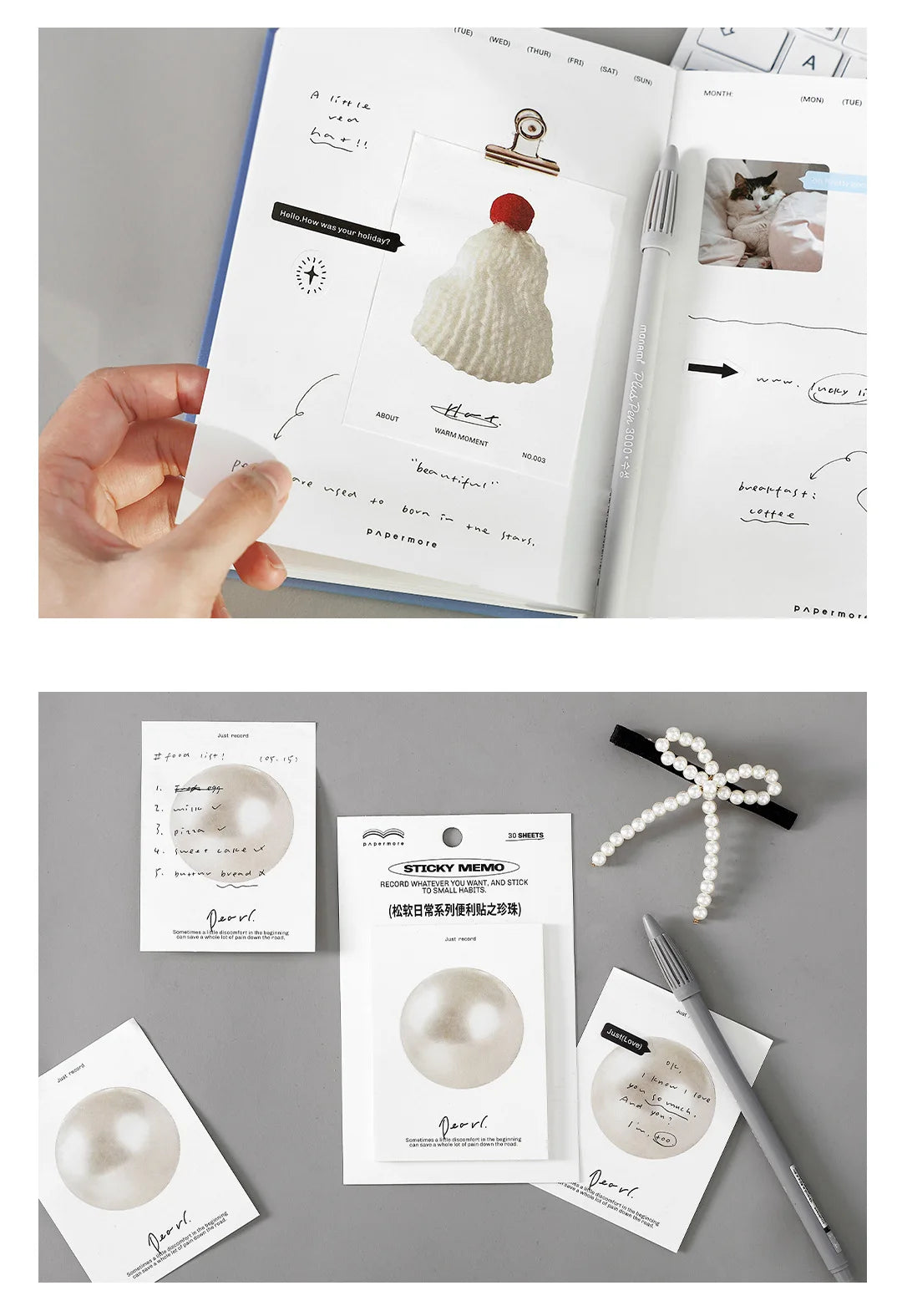30sheets Fluffy Daily Series Notes Simple Ins Style Check-in Planner Student Notes Message Paper