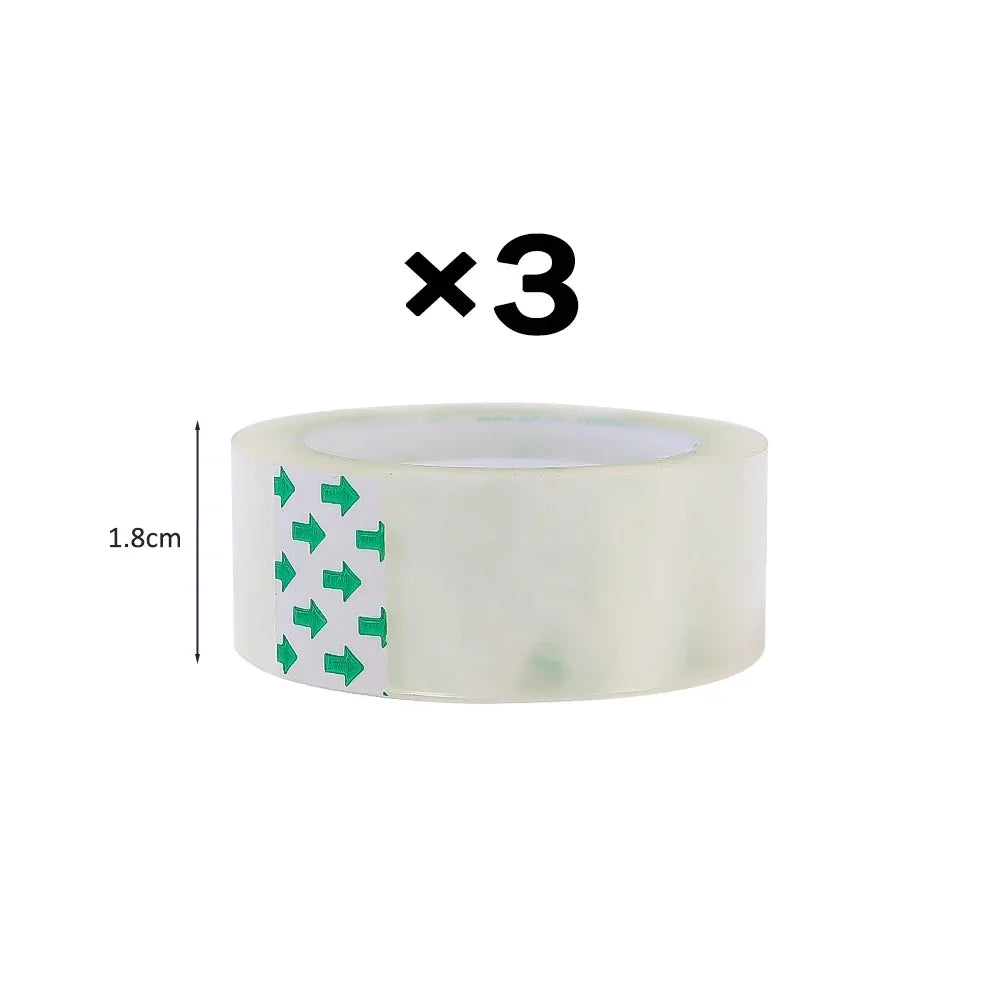 1-3Roll Transparent Tape Width 8/12/18mm Packing Tape Traceless Students Adhesive Tape Packaging Tool Stationery Office Supplies