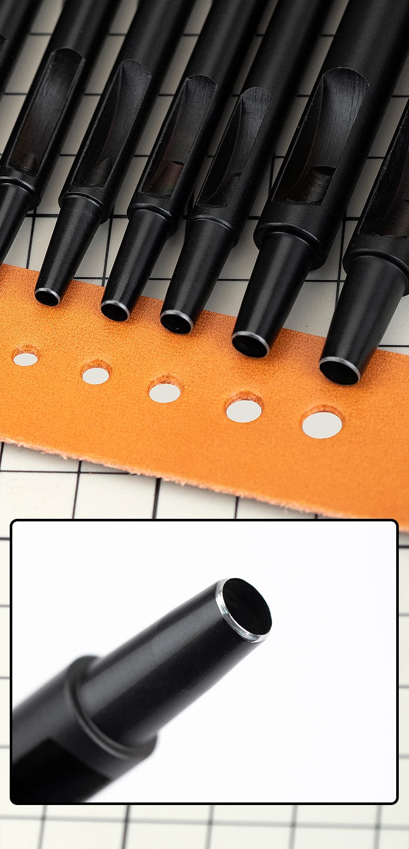 WUTA 1-10pcs Plating Titanium Leather Hole Punching Tools Set Round Hollow Puncher DIY Leather Craft for Watch Band,Belt,Fabric