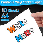 10/20/30/40/50/100 Sheets Printable Vinyl Sticker Paper A4 White Glossy Waterproof Self-Adhesive Copy Paper for Inkjet Printer