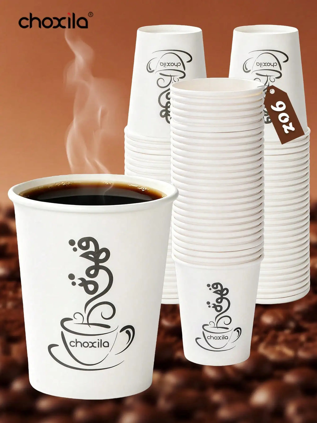 9oz Printed Logo Disposable Paper Coffee Cups, Single Wall Thickened Eco Cups for Cafe Takeout & Office