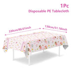 Spring Flowers Fairy Disposable Plastic Tablecloth Happy Birthday Party Decor Kids Wedding Birthday Party Supplies Baby Shower