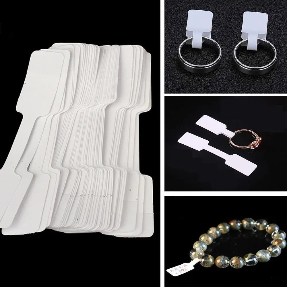 White Jewelry Sticky Necklace Stickers Display Tags Paper Price Labels Hang Size Ring Sticker