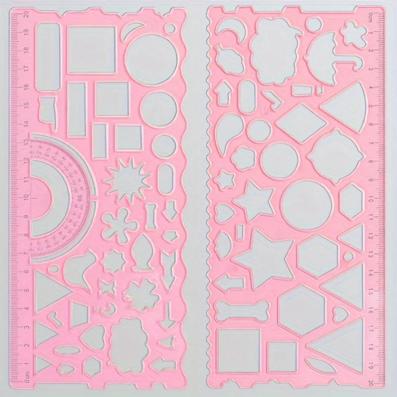 2pcs/set Multifunctional Geometric Ruler for Drawing and Crafting - Flower, Semicircle, and Geometric Patterns - Fun