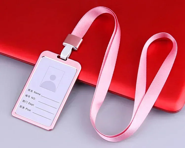 1 Pcs Aluminum Alloy Card Cover Case Bank Business Work Card Holder with ABS Retractable Badge Reel Credit ID Card Badge Bag