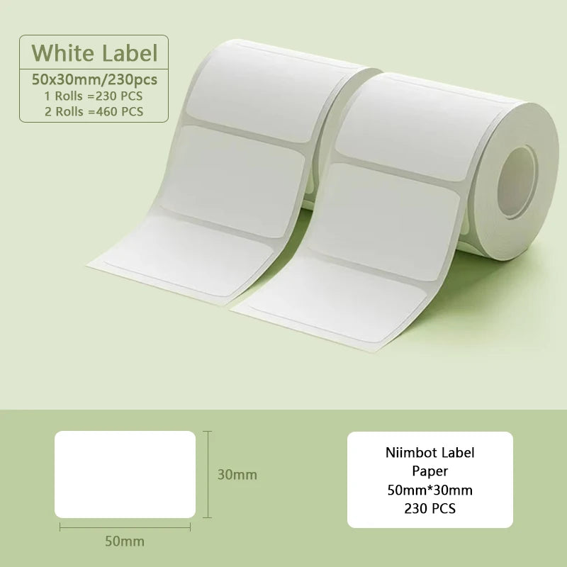 Niimbot B1 Portable Printer White Sticker 2/3/4/5Rolls Waterproof Paper Adhesive Label Printer Residential &Commercial For B21