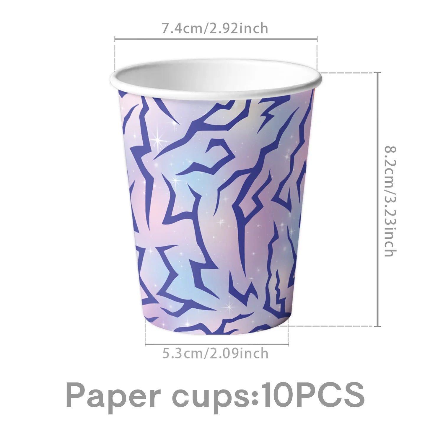 Cosmic Chic Pink Purple Party Tableware Set Y2K Lightning Paper Plates Cups Napkins For Girls Kpop Theme Birthday Decor