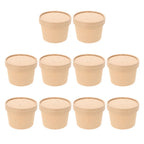 10 set Disposable 8Oz Ice Cream Paper Cup With Lid Paper Cake Cups Snack Bowls Containers For Takeaway Yogurt Dining Bar