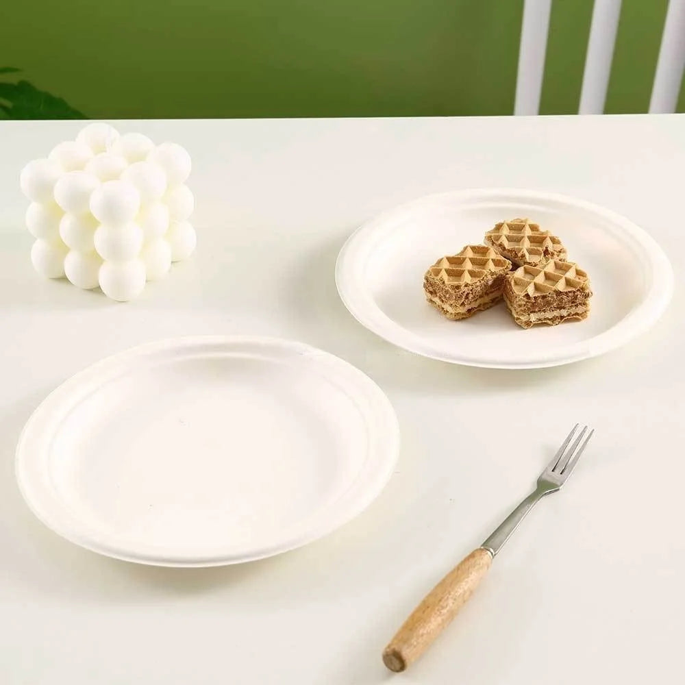 Disposable Party Plates 50/100pcs Disposable Eco-Friendly Degradable Paper Plate for Barbecue Supplies Birthday PartyVIE LENTE