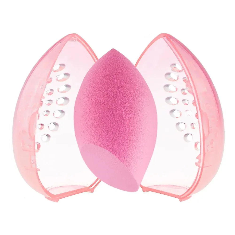 Empty Makeup Sponge Storage Box Plastic Egg Shaped Cosmetic Puff Organizer Rack Portable Makeup Blender Holder Stand Drying Box