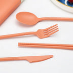 Wheat Straw Portable Reusable Spoon Fork Spoon Portable Cutlery Sets With Case Tableware Set
