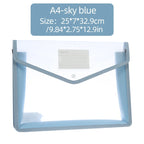 1Pcs Transparent A4 Waterproof File Folder with Press Button Plastic Document Bag for Data Storage Office Supplies